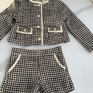 Janie and Jack Matching Short Set , Size 3 (toddler), Color  balck/beige